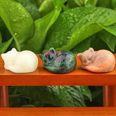 Crystal Sleeping Cat Figurine Home Decor