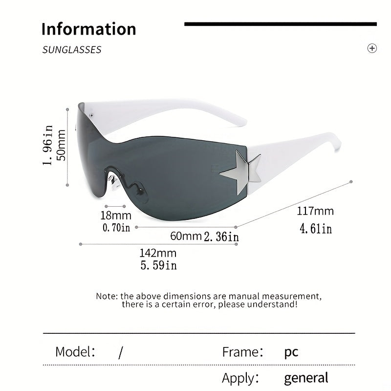 Y2K Rimless Sunglasses Cyberpunk Star UV400