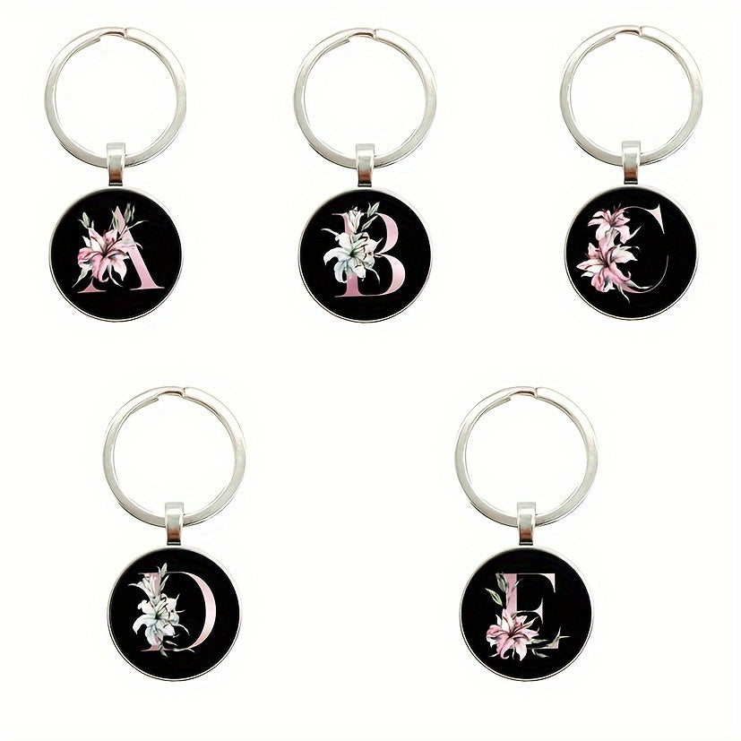 5pcs Initial Letter Pattern Keychain Gift For Family Pendant Keychain
