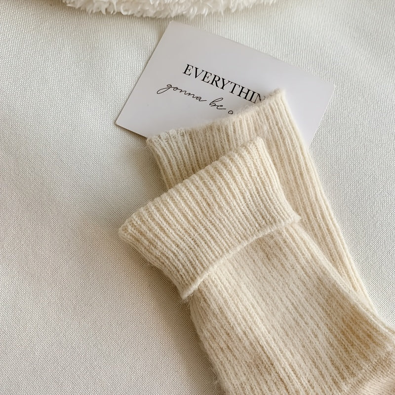 6 Pairs Thick & Warm Winter Socks Knit Style Cotton Blend Crew Length