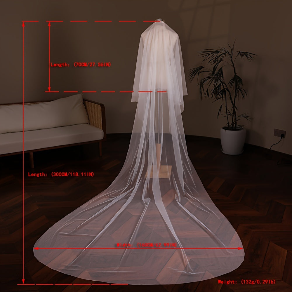 Double Layer Bride Wedding Veil Long Tailed Bride Accessories