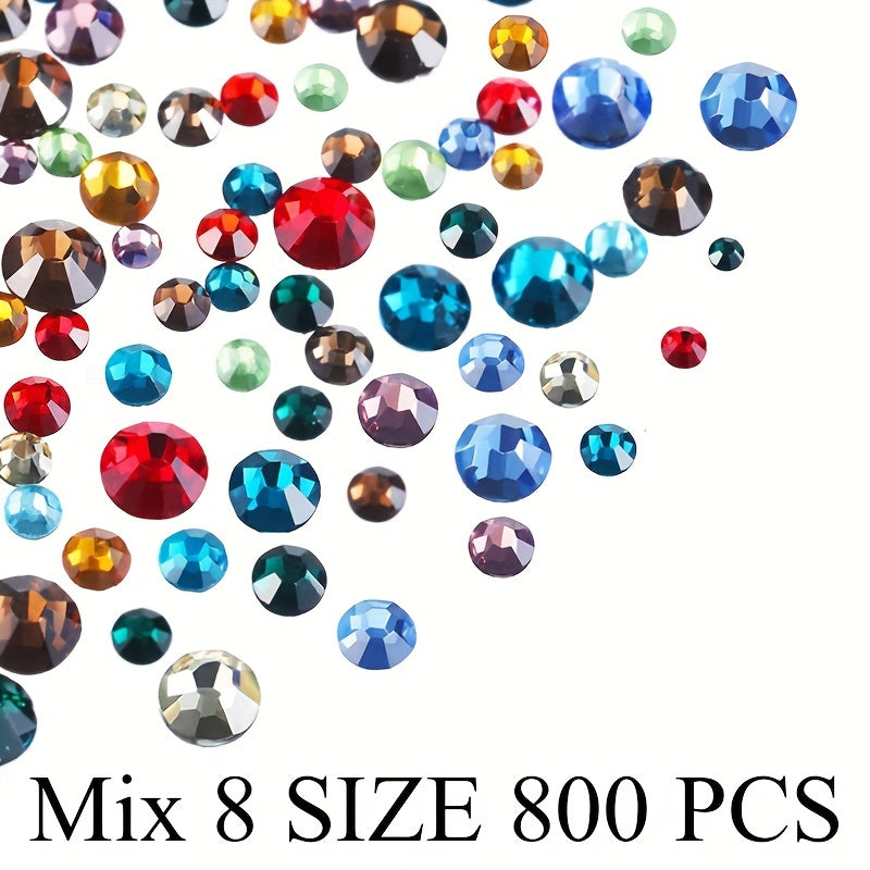 800pcs Round Nail Art Flat Backs Acrylic Rhinestones