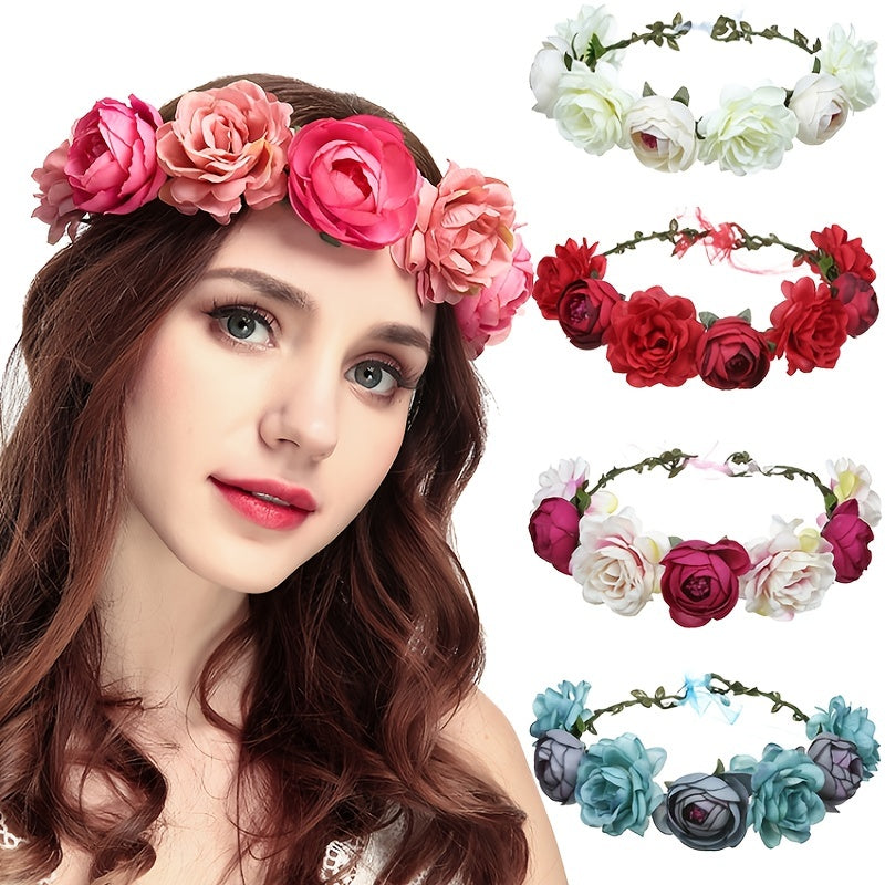Rose Hairpin Holiday Wreath Hair Band Headdress Flower Crown Headband