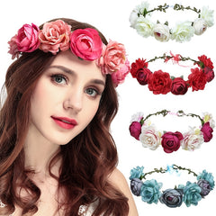 Rose Hairpin Holiday Wreath Hair Band Headdress Flower Crown Headband