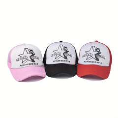 Star Bear Print Baseball Cap Cartoon Mesh Trucker Hat Adjustable Sun Hat
