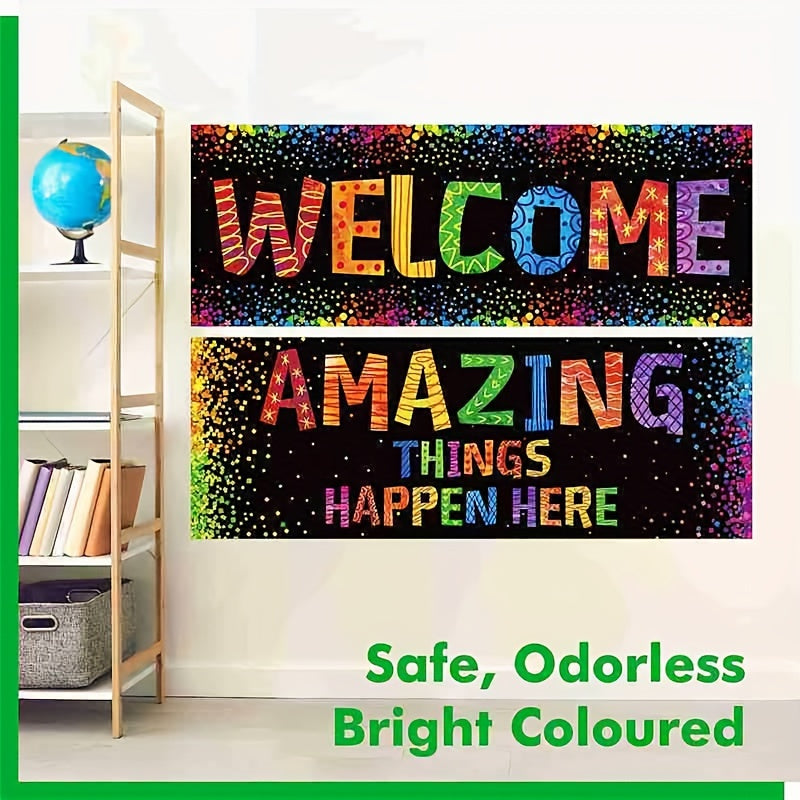 2pcs Confetti Classroom Banner Posters Bulletin Board Decoration