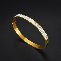 Inlaid Diamond Stainless Steel Unisex Bangle Bracelet