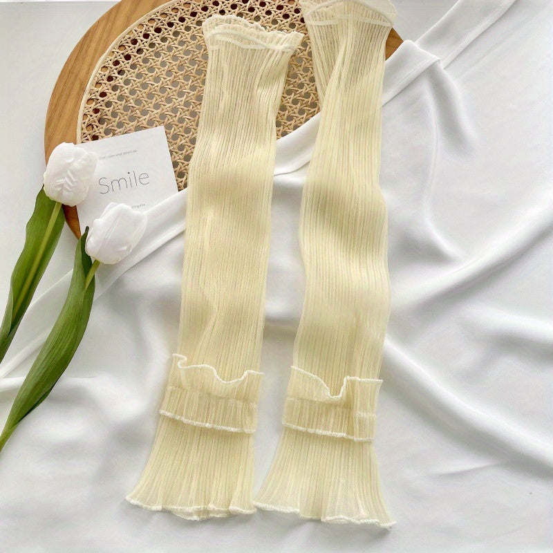 Lace Ruffles Long Gloves Sunscreen UV Protection Sleeves