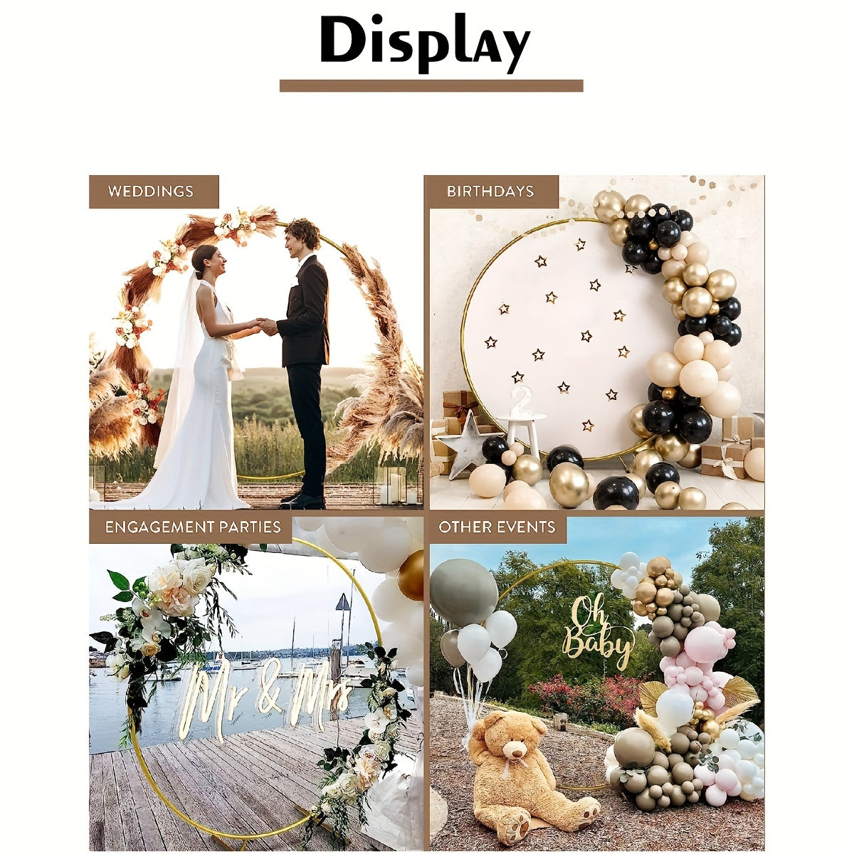 87pcs Round Backdrop Balloon Stand Metal Circle Wedding Arch Backdrop Stand