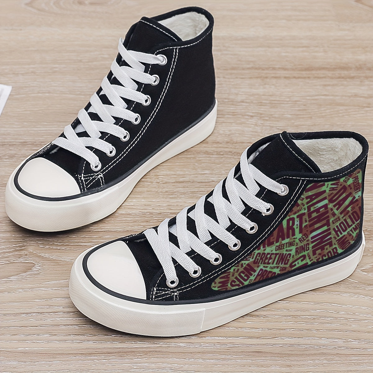 Girl's Love Heart High Top Skate Shoes Non Slip Lace Up Sneakers