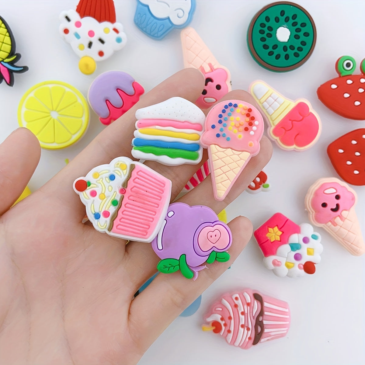 24pcs Cartoon Ice Cream Shoe Charm DIY Accessories Decoration