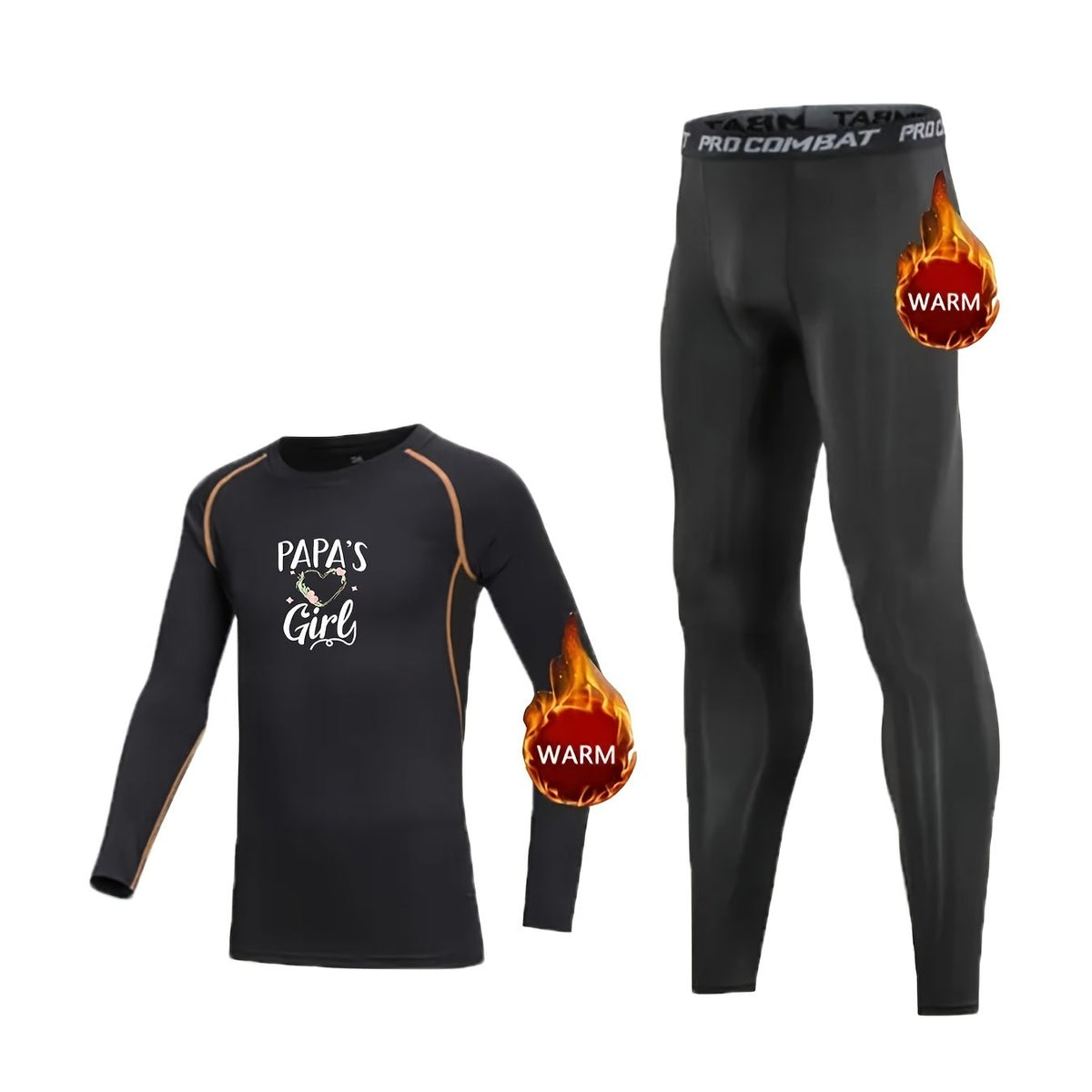 2pcs Toddler Kids Fleece Compression Sets Crew Neck Pullover