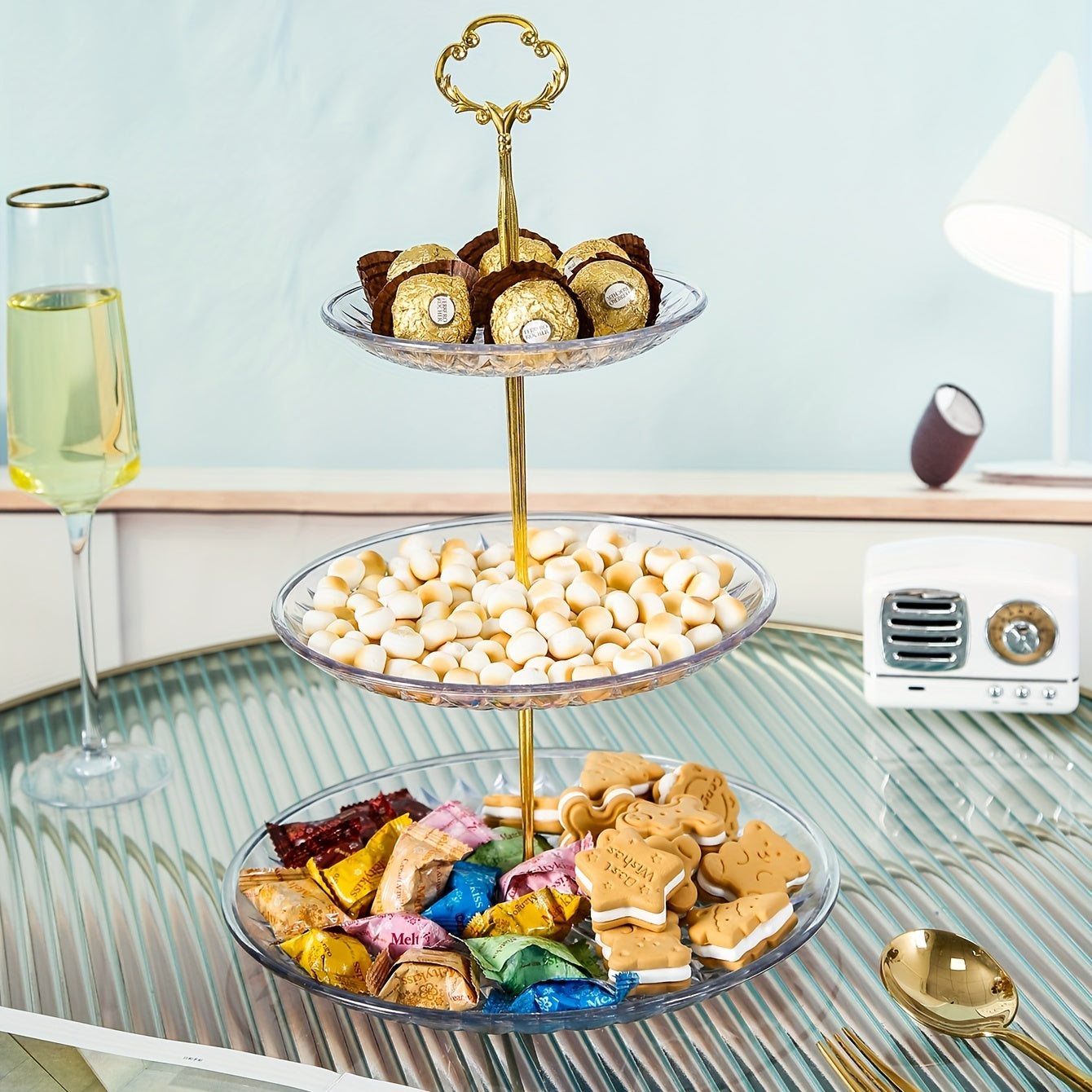 Clear 3 Tier Cupcake Stand Candy Snack Cake Platter Tea Party Serving Tray