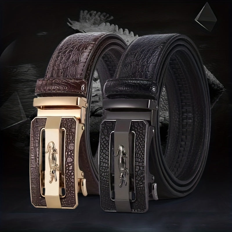 Men's Leather Belt Crocodile Pattern Automatic Buckle Business Suit Waist