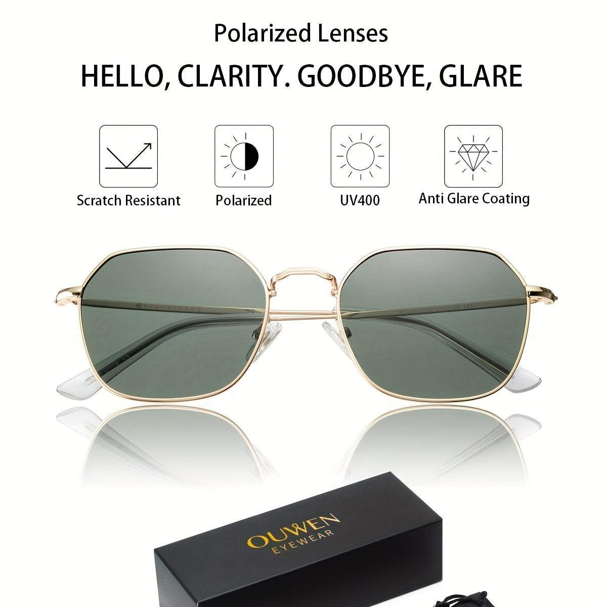 Polarized Sunglasses Vintage UV400 Anti Glare Coating