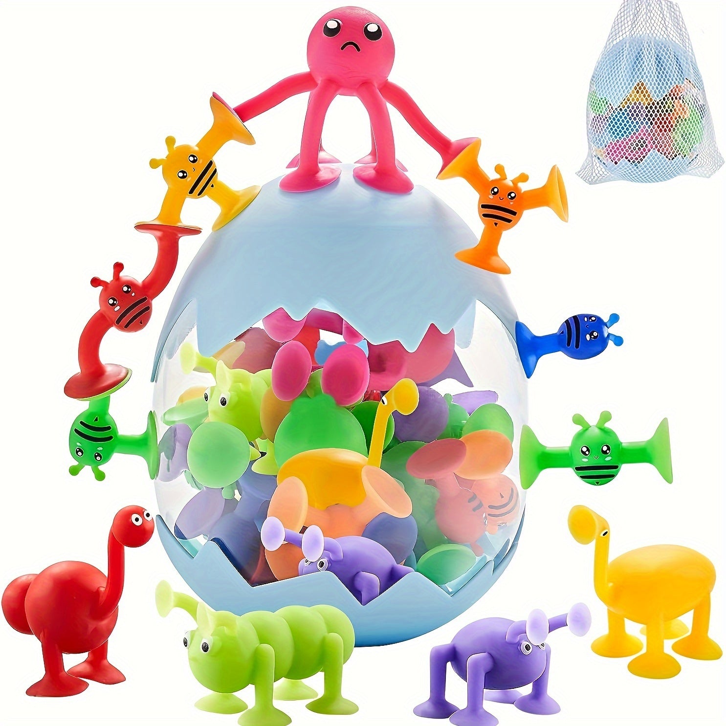 Suction Cup Stacking Toys for Kids - Montessori Bathtub Sensory Travel Toys