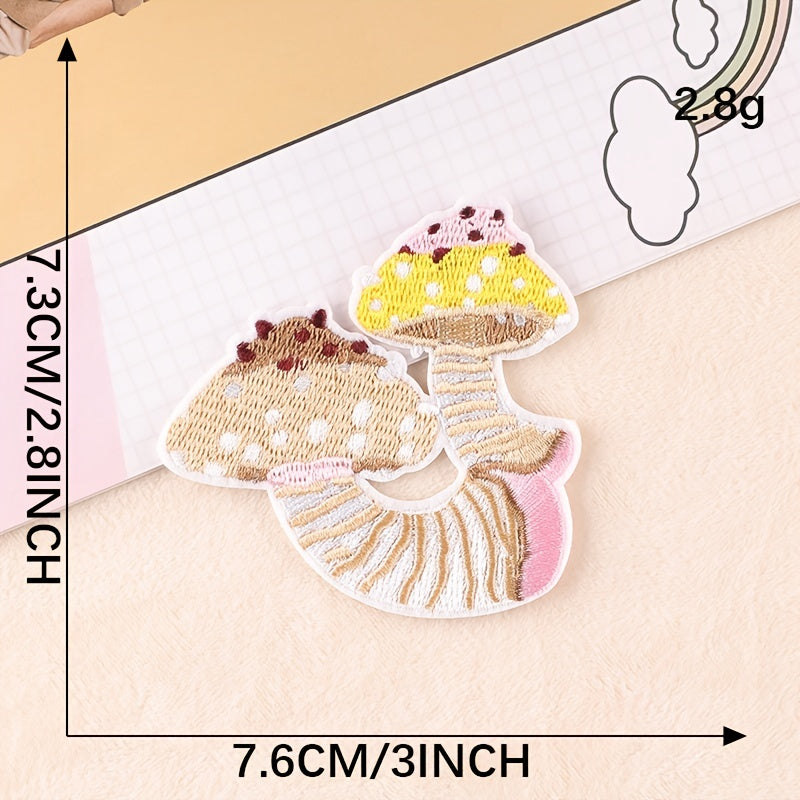 6pcs Mushroom Embroidery Patches Art Decor DIY Clothes Accessories