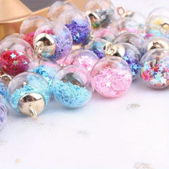 20pcs Mixed Colors Stars Glass Ball Wishing Bottle Pendant Charms DIY
