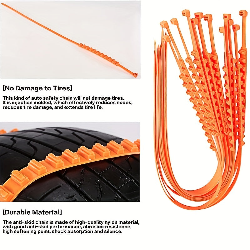 Car Snow Tire Chains 10PCS Universal Adjustable Emergency Portable Snow Chains