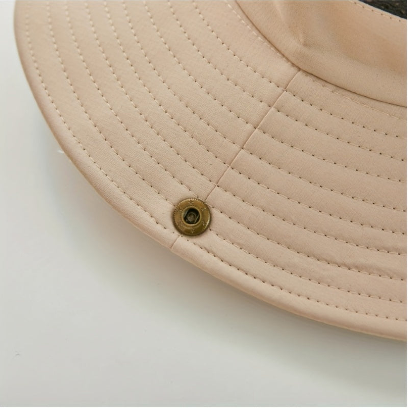 Wide Brim Bucket Hat w/Chin Strap for Outdoor Activities