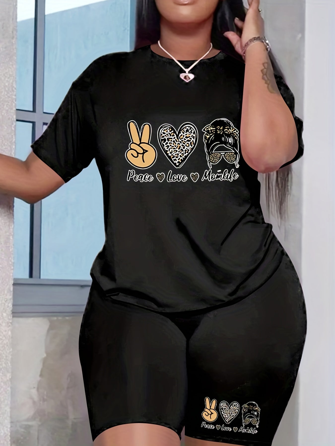  Heart & Figure Print 2 Piece Set