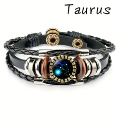 12 Constellation Beaded Leather Bracelets