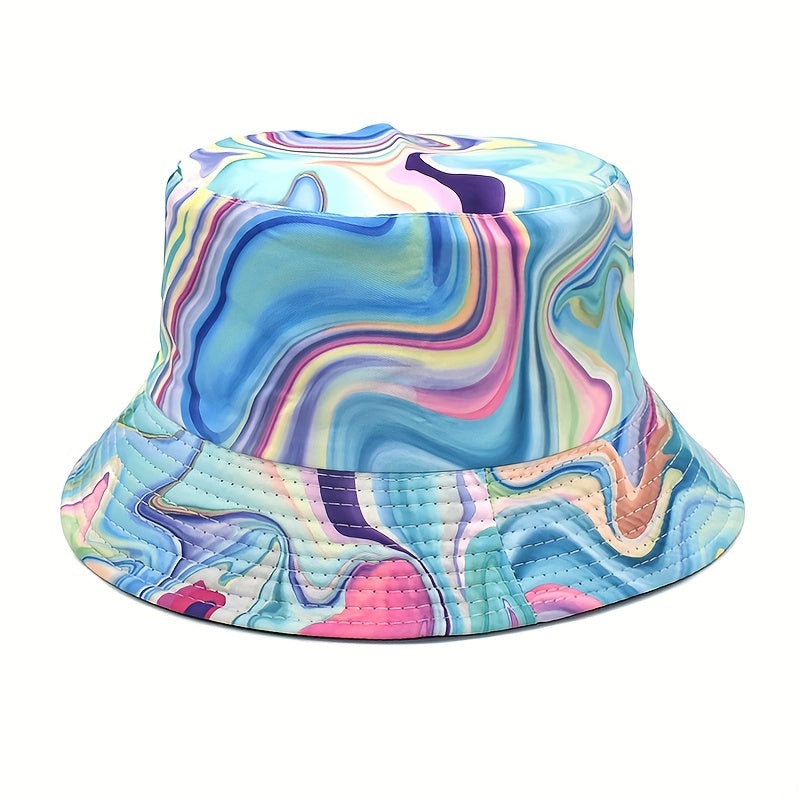 Tie Dye Striped Bucket Hat Abstract Pattern Printed Basin Hat