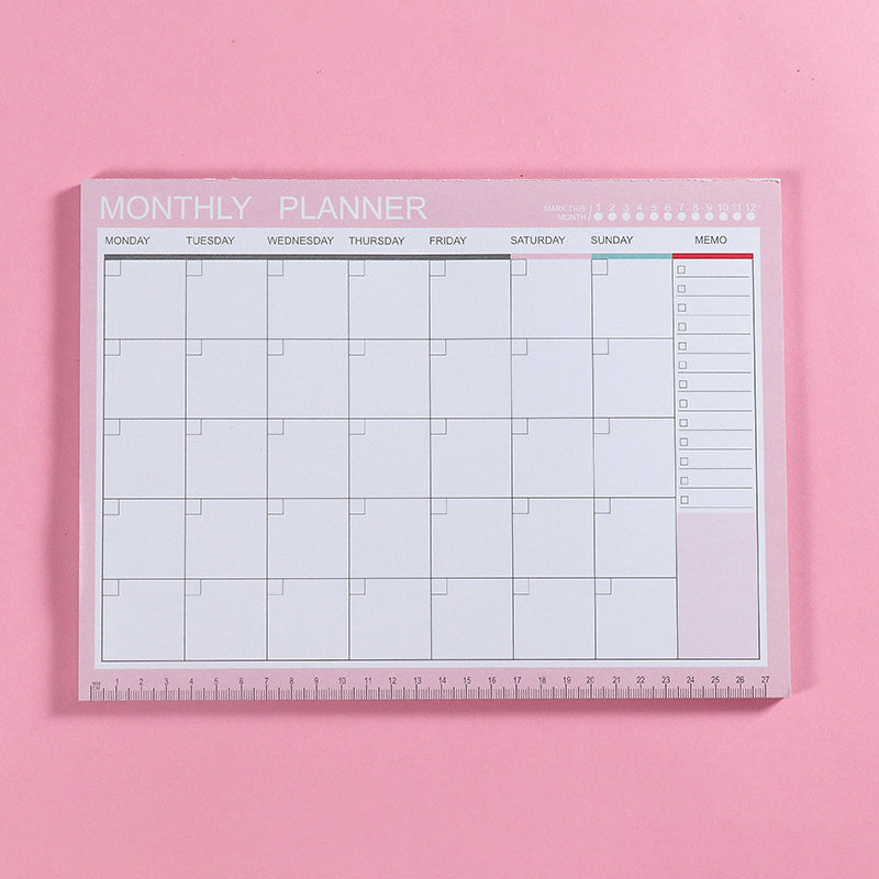 Small Fresh Weekly Planner Desktop Schedule Book with Sticky Notes