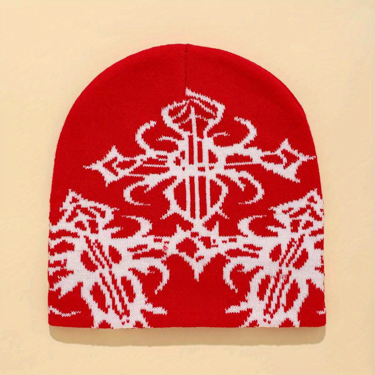Men's Contrast Jacquard Knitted Hat Beanie