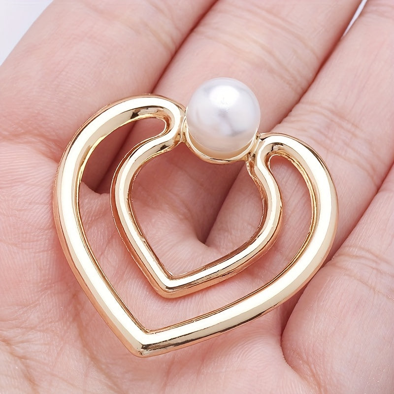 Heart Shape Scarf Buckle Faux Pearls Clothings Accessories