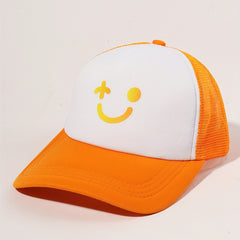 Printed Trucker Hat Block Baseball Cap Adjustable Mesh Sunshade Dad Hat