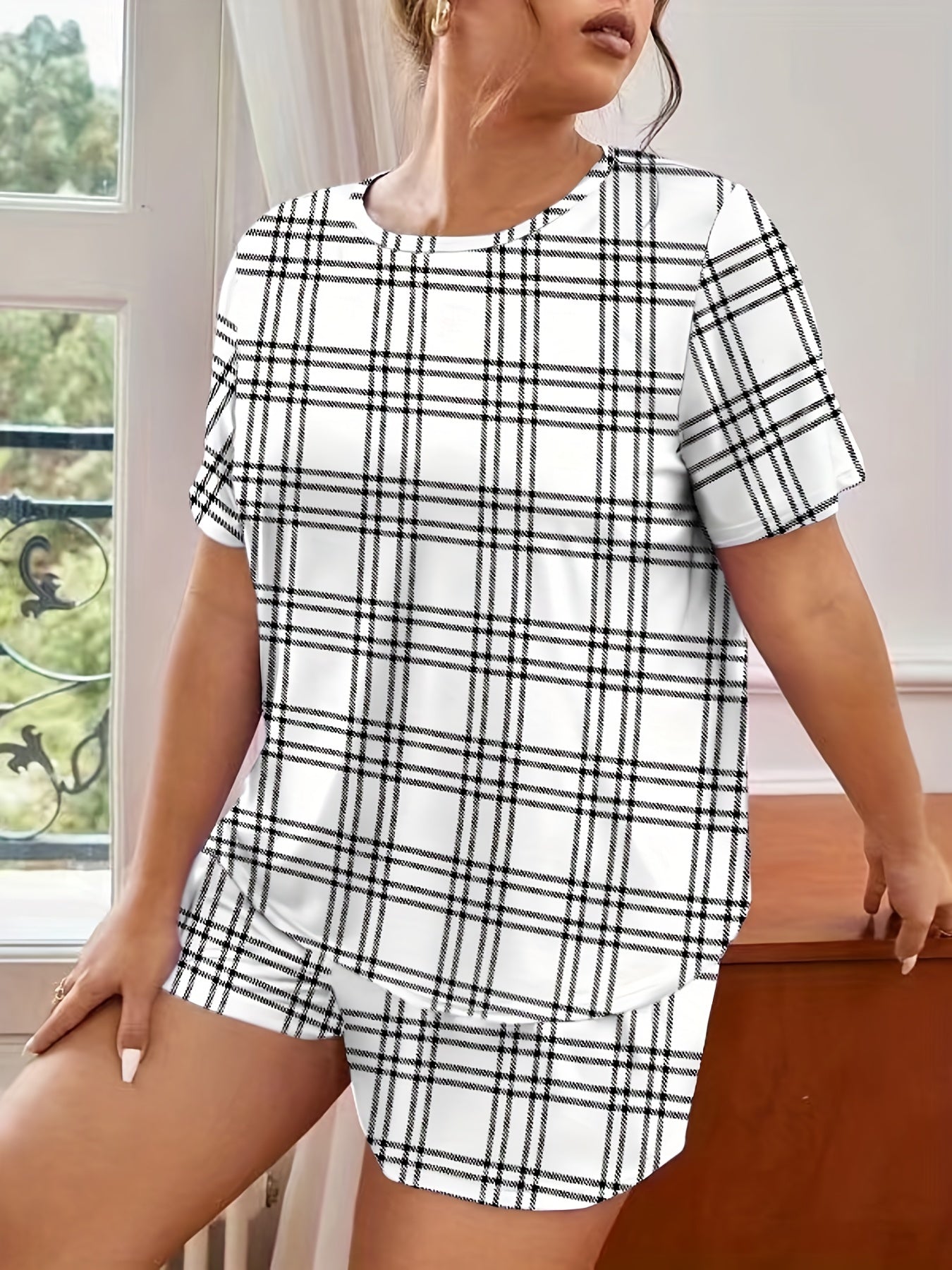  Plaid Tee & Shorts 2pcs Set