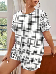  Plaid Tee & Shorts 2pcs Set