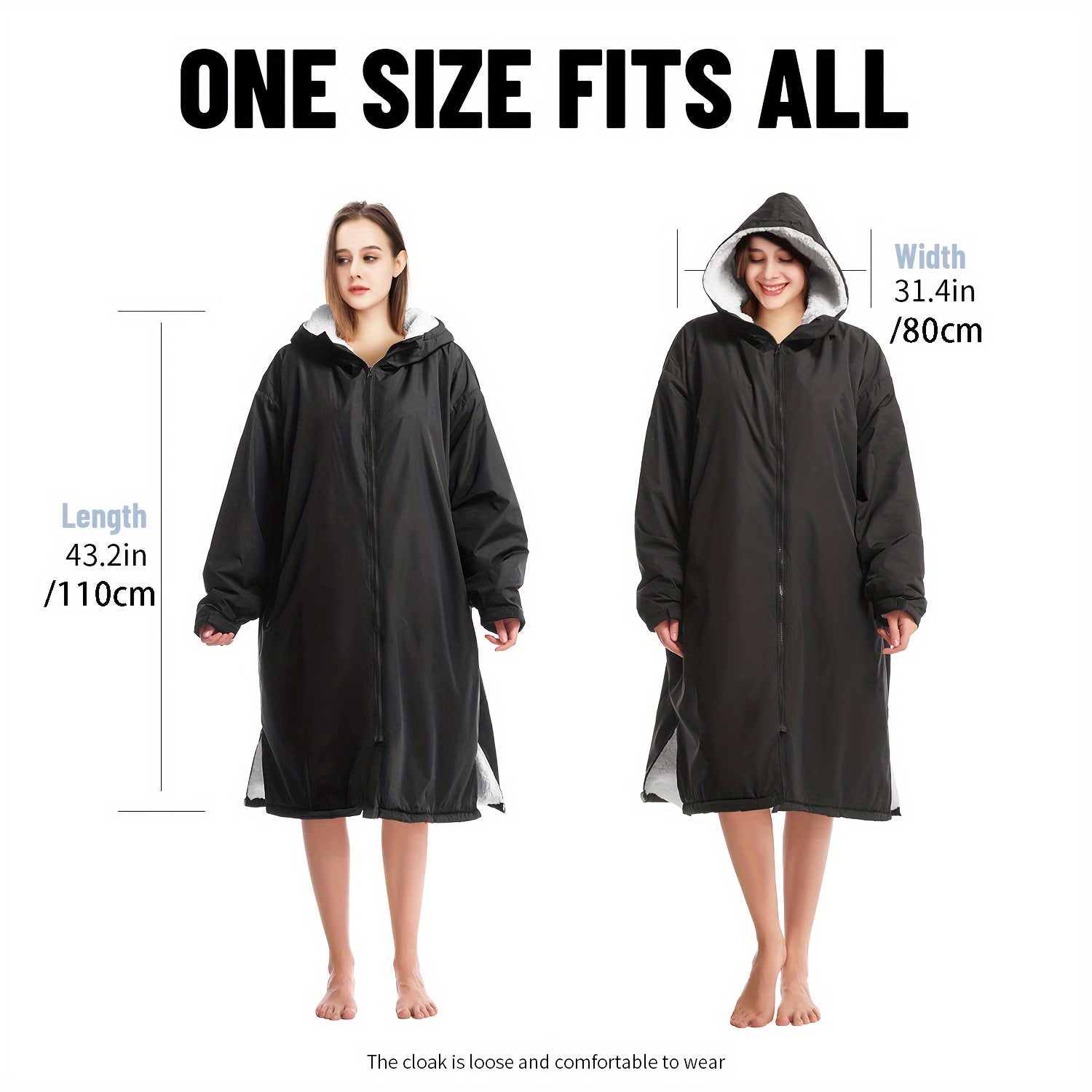 Quick Drying Surf Poncho Changing Robe with Hood and Pocket