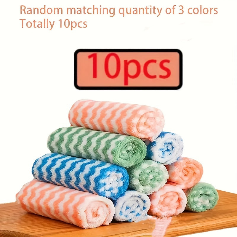 10pcs Microfiber Towels Reusable Cleaning Towels for Kitchen Bathroom Car Window