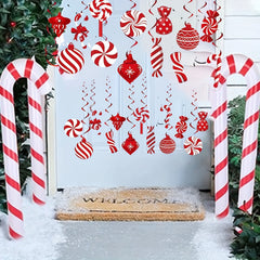 26pcs Christmas Candy Spiral Decorations Holiday Outdoor Yard Decor