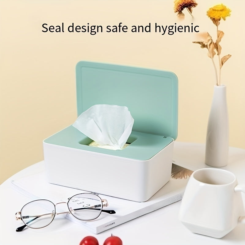 Desktop Wet Tissue Box Household Plastic Dust proof With Lid, Home Office Decor