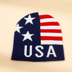 Independence Striped Star American Flag Knitted Jacquard Hat