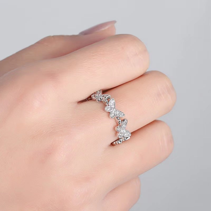 Butterfly Zircon Ring Inlaid Zircon Ring Female Opening Adjustable