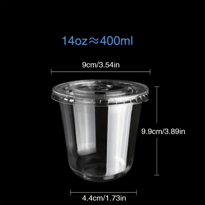 50 Disposable Plastic Cups & Lids for Drinks & Desserts Christmas Party