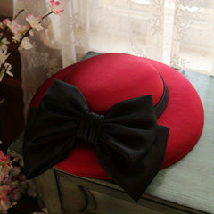 French Style Church Fascinator Hat Solid Bow Decor Derby Hat