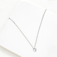 Small Ring Pendant Necklace Silver Alloy Elegant Women Girls