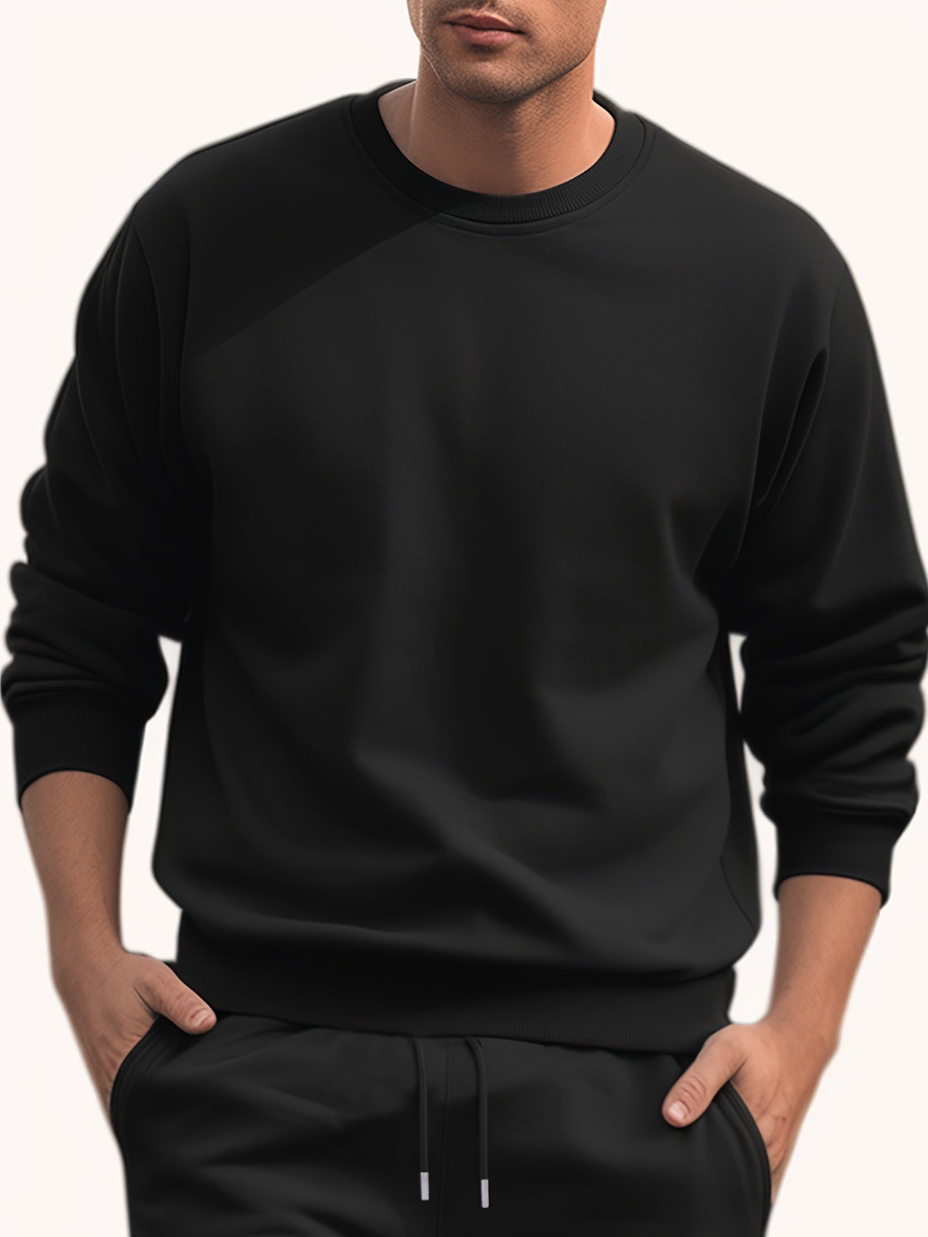 Men's Round Neck Sweatshirt Loose Pullover Autumn Winter