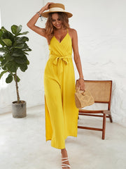V Neck Wide Leg Jumpsuit for Women