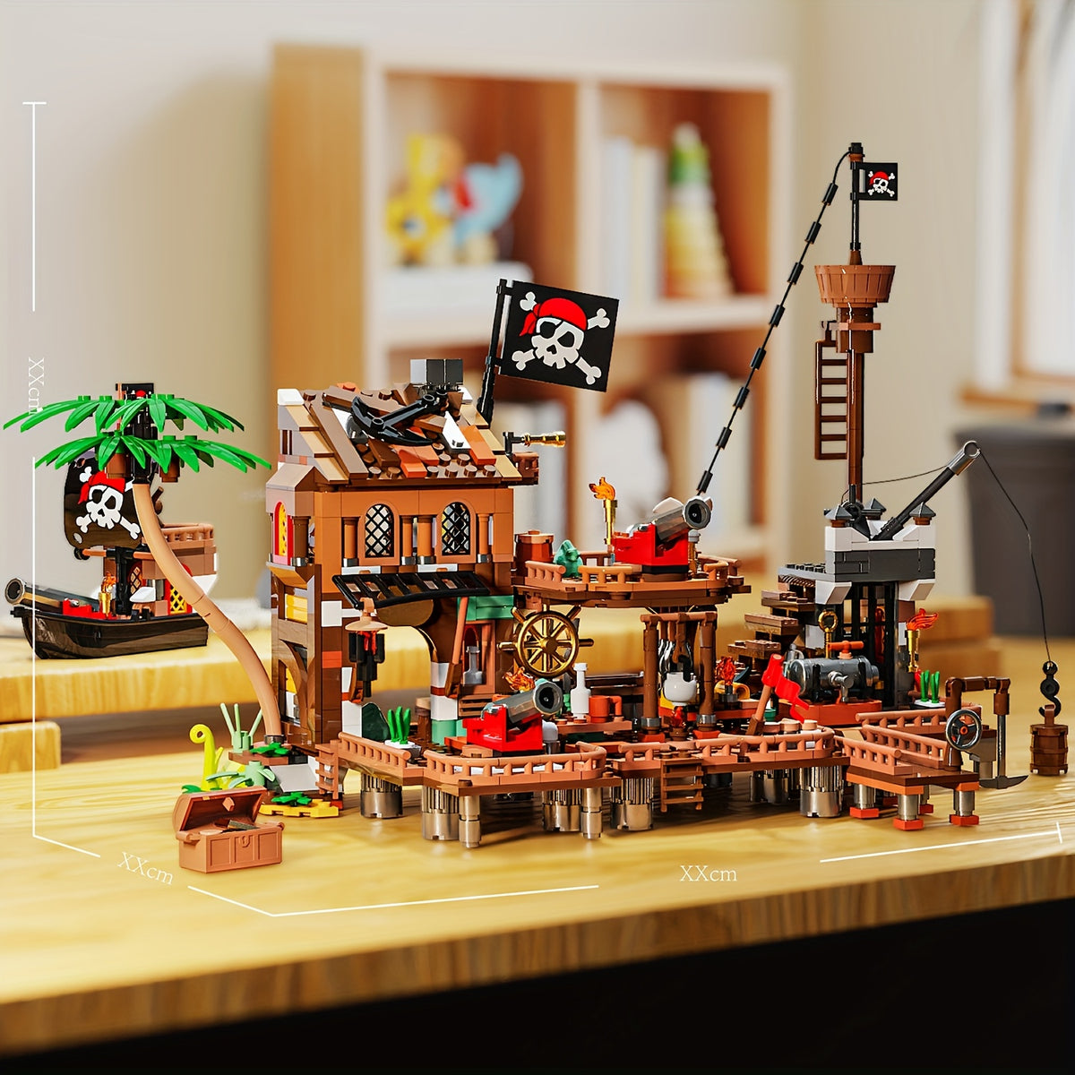 MESIONDY Pirate Building Set with Cannon, Sails & Chests