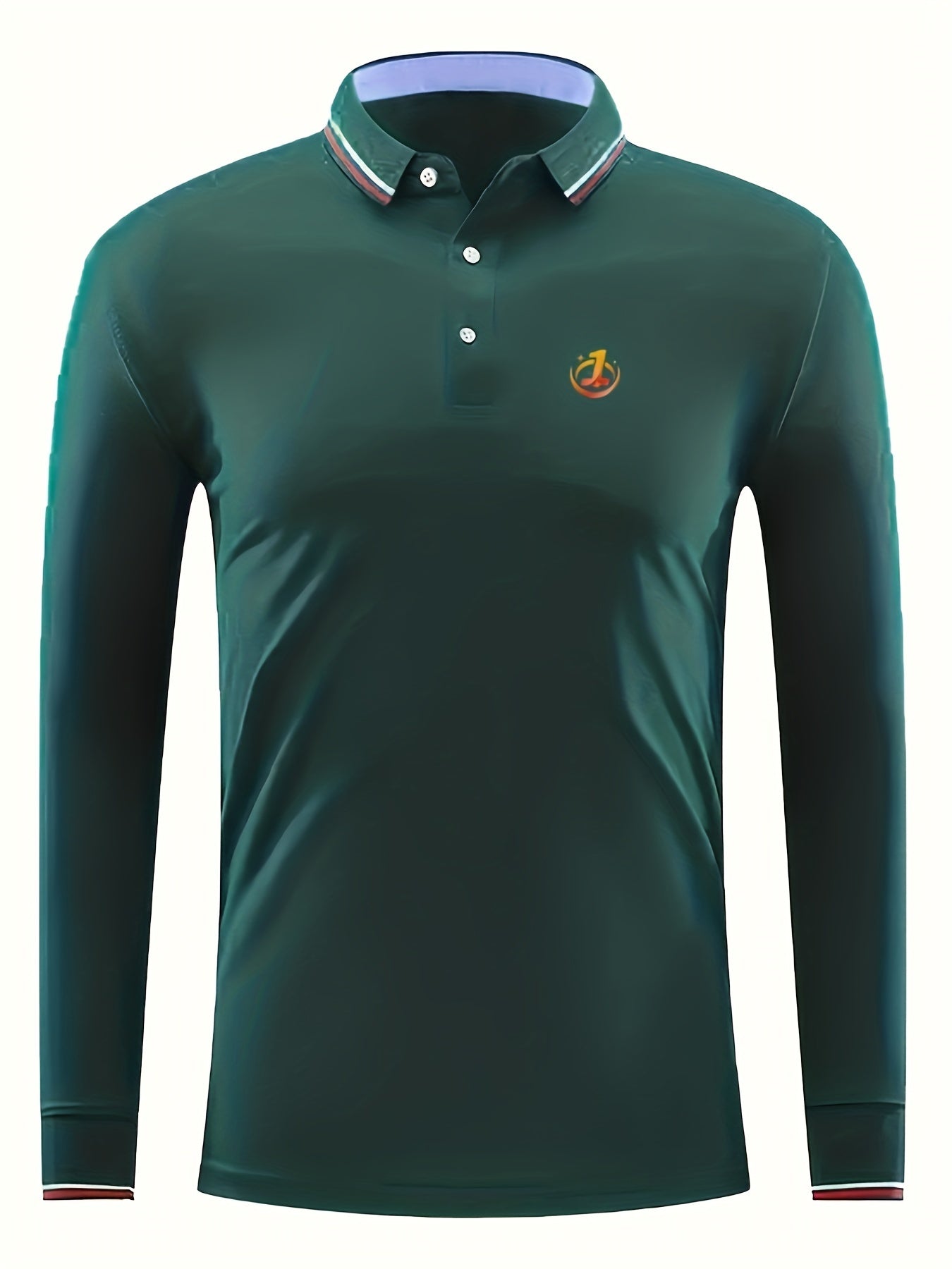 Men's Print Polo Shirt Casual Stretch Breathable Button Up Long Sleeve Shirt