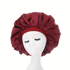 Extra Large Satin Bonnet Cap Wide Brimmed Nightcap Solid Hat