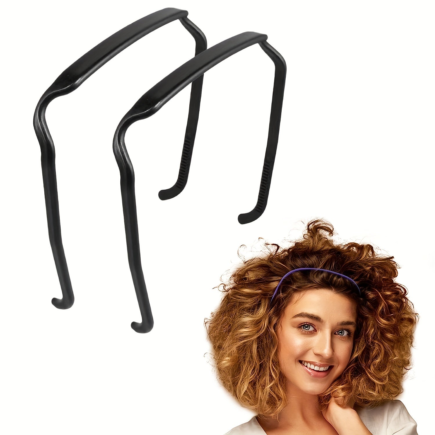 2 Pack Curly Thick Hair Headbands - Invisible Hair Hoop