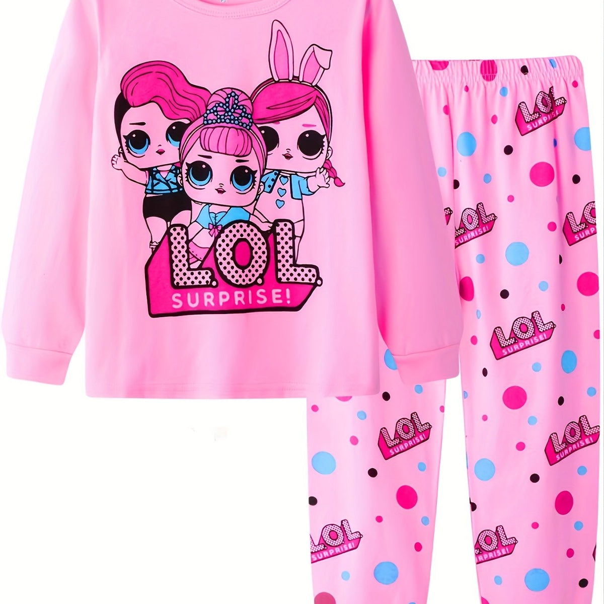 Girls Cartoon Pattern Pajama Set