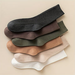 7 Pairs Ribbed Crew Socks Comfy & Breathable Women's Stockings